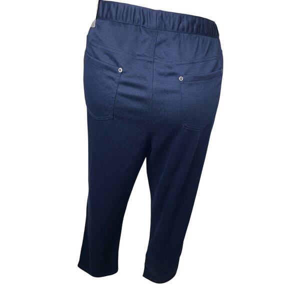 Catherines Navy Pull-On Pants 1X Plus Size Stretch Cropped Comfort Casual - Picture 7 of 8
